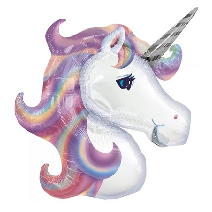 inflated unicorn shaped balloon