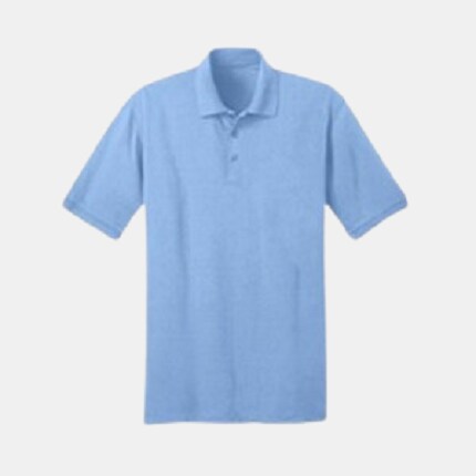 light blue polo shirt