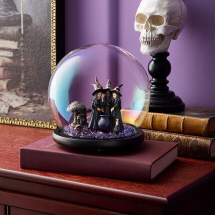 Crystal ball with witches and purple moss