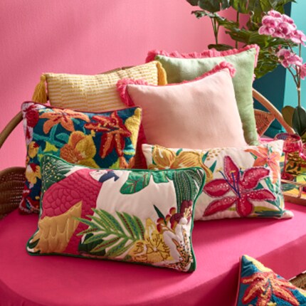 Summer floral garland in orange blooms