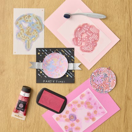 Pink discoball stamping card
