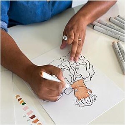 Person drawing an image of a man