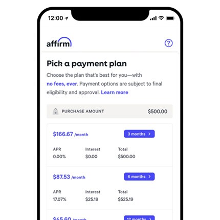 Follow a few simple steps to apply, select your payment plan, & confirm your total.