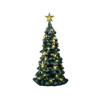 Christmas tree figurine with lights and gold star