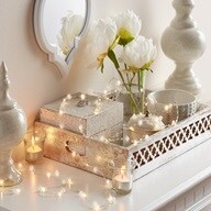 String lights on dresser