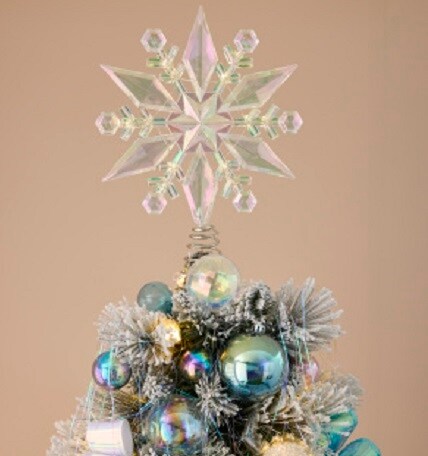 silver and shine tree with clear star tree topper