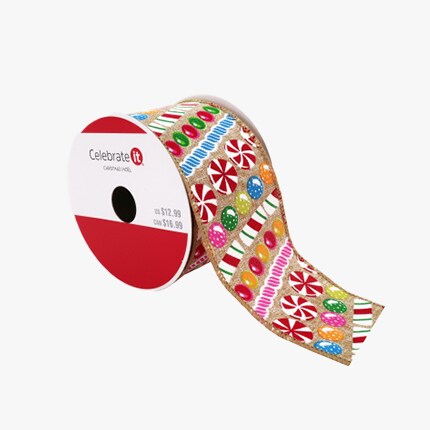 gingerbread and candy patterned ribbon