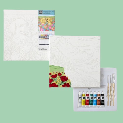 Canvas Painting Kits on green background