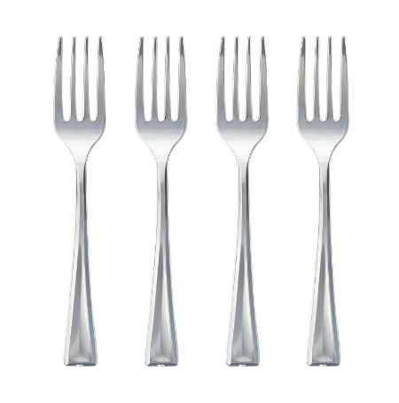 silver plastic forks